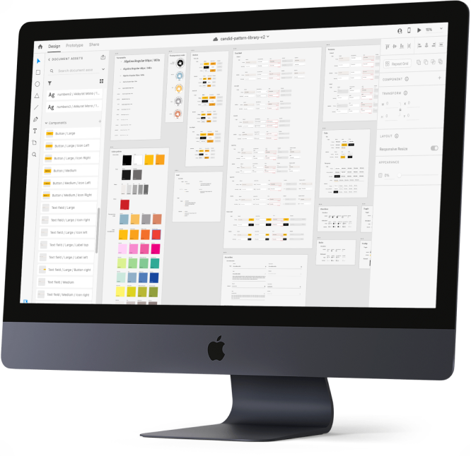 The Candid design system shown on a Mac desktop computer