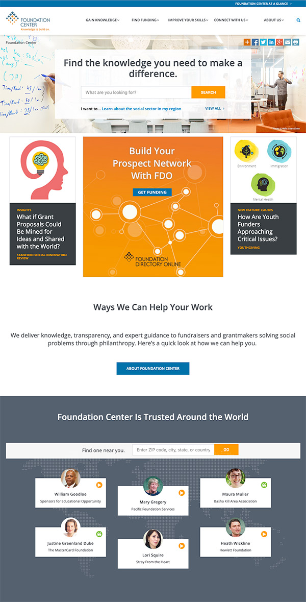 Screenshot of FoundationCenter.org homepage